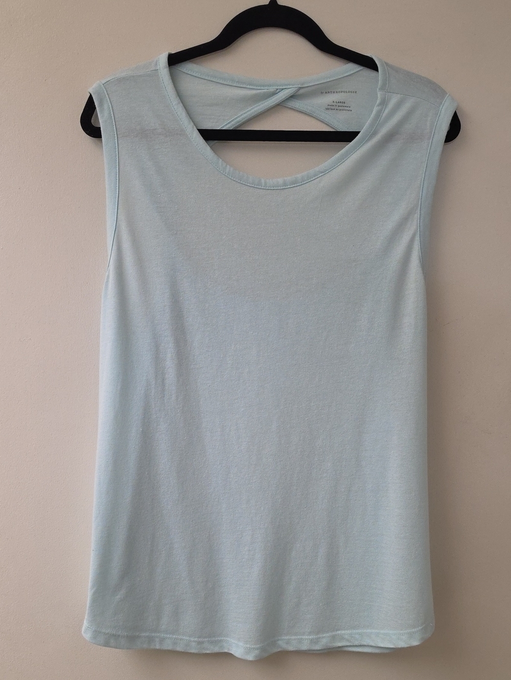 Anthropologie Light Blue Sleeveless Twist Back Tank XL